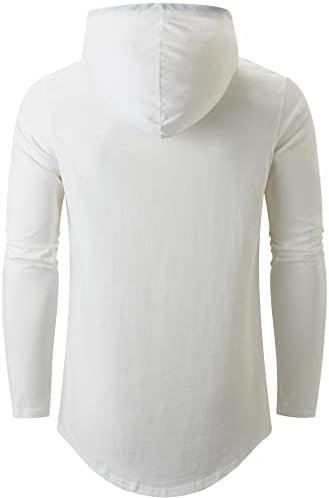 Mens 100 Cotton Longline Hoodie T-Shirt Pre - Shrunk S-XXXL